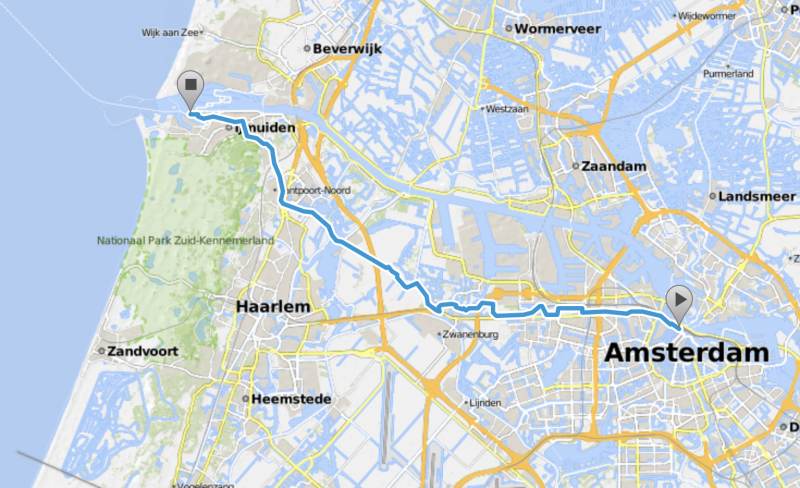 Route zum Fährhafen Ijmuiden — schön zu radeln!
