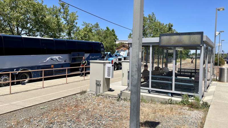 Greyhound am Bahnhof von Roseville